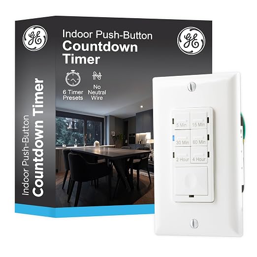 GE Push-Button in-Wall Countdown Timer Switch, No Neutral Wire Needed, Bathroom by Unknown
