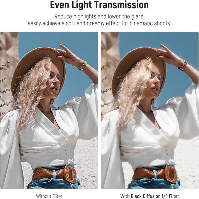 NEEWER 77mm Black Diffusion 1/4 Filter Dreamy Soft Cinematic Effect Filter - Image 3