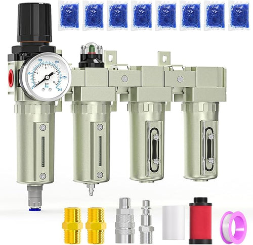 1/2" NPT Heavy Duty Industrial Grade 4 Stage Air Drying System, Auto Drain by MEANLINMEASURE