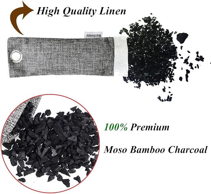 Marsheepy 24 Pack Charcoal Shoe Deodorizer Bags, Bamboo Charcoal Air Purifying - Image 2