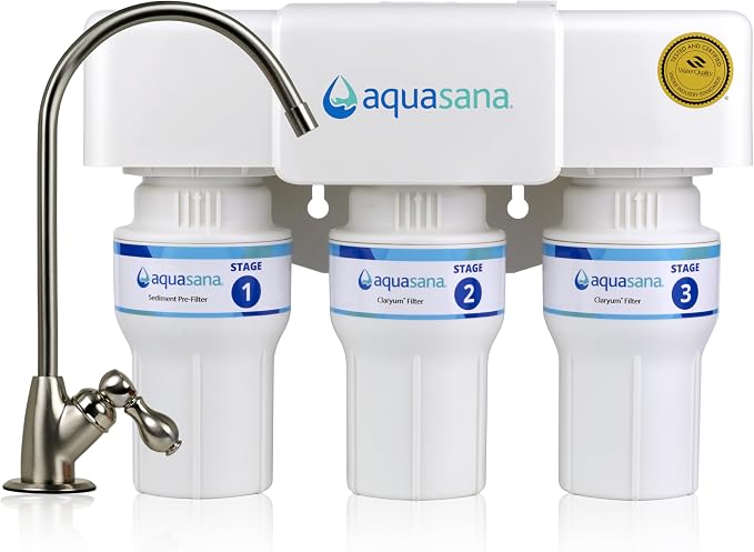 Aquasana Under Sink Water Filter | 3-Stage Filtration | Certified to Reduce up by Aquasana