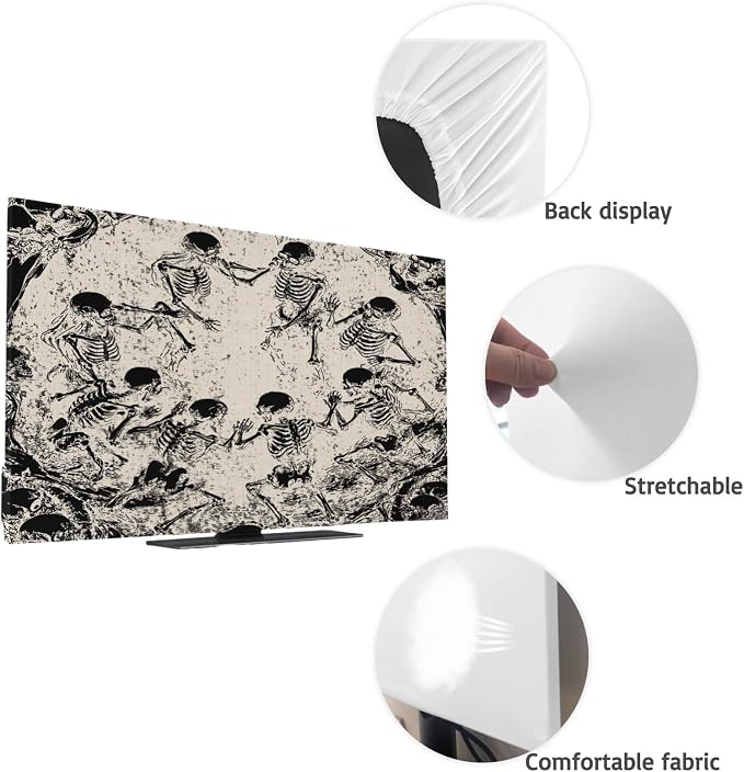 Halloween Horror Black Skeleton Indoor TV Cover, Elastic TV Screen Protector - Image 7