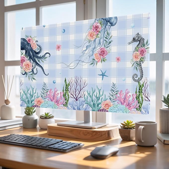 Ocean Jellyfish Seahorse Octopus Indoor TV Cover, Elastic TV Screen Protector - Image 4