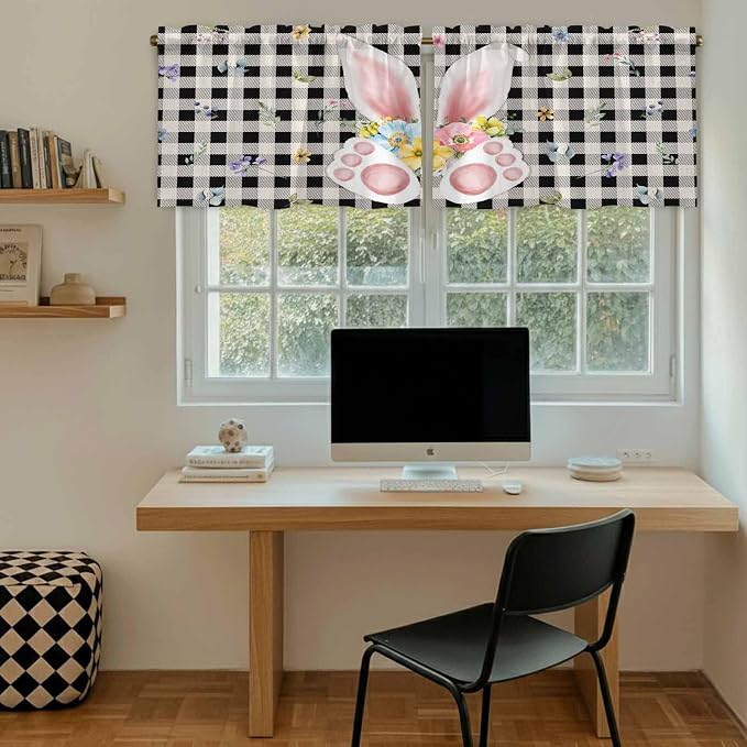Easter Kitchen Tier Curtains 36 Inch Long 2 Panel Set, Rod Pocket Half Window - Image 6
