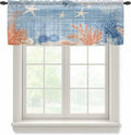 Ocean Corals Sheer Valance Curtains, Summer Beach Coral Sea Stars Blue Stripes by Houseown