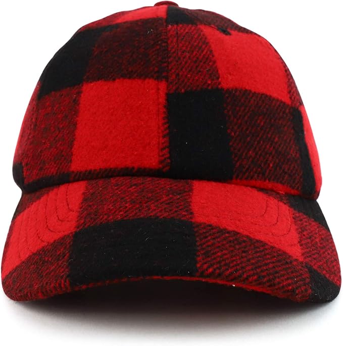 Trendy Apparel Shop Plaid Checker Wool Blend Unstructured Baseball Cap - Image 2
