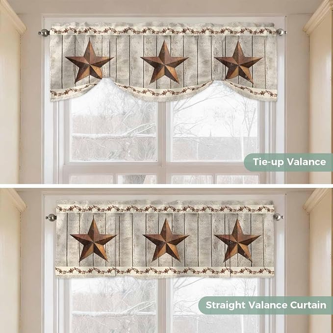 Western Texas Star Retro Tie Up Valance Curtains - Image 5