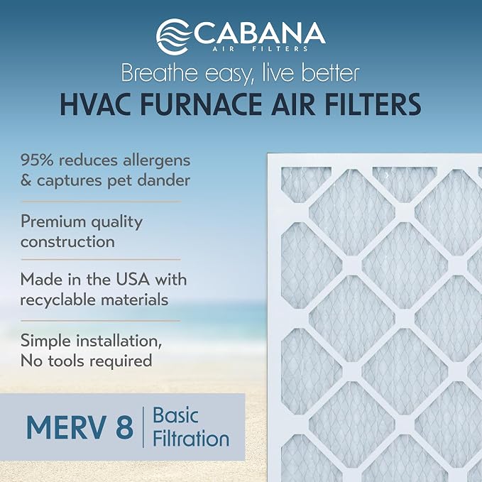 Cabana Filters 6-Pack 16x24x1 MERV 8 AC Furnace Air Filter - Image 2