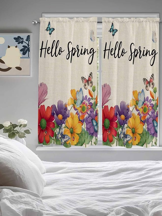 Spring Flowers Bedroom Curtains 63 Inches length, Farmhouse Vintage Country - Image 5