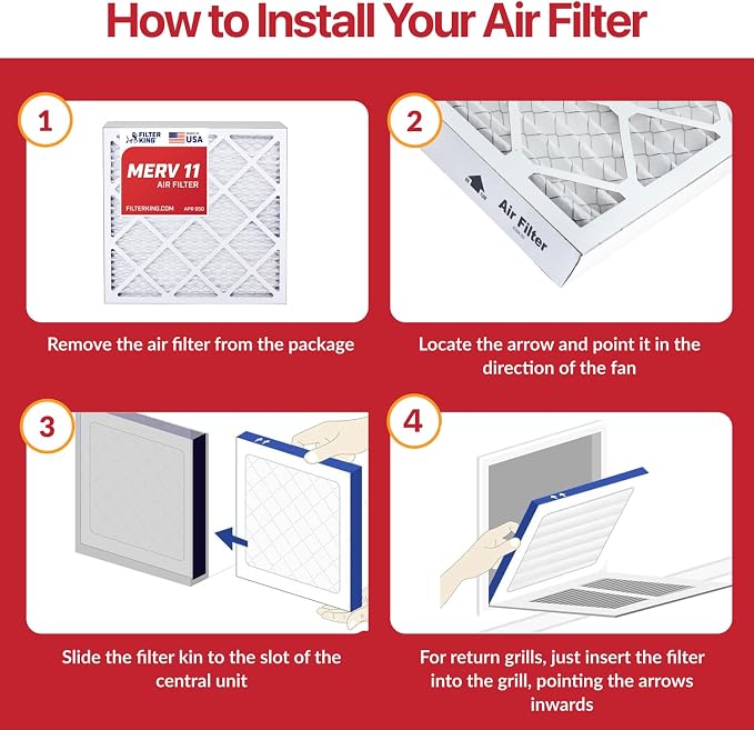 Filter King 22x28x1 Air Filter | 12-PACK | MERV 11 HVAC Pleated A/C Furnace - Image 4