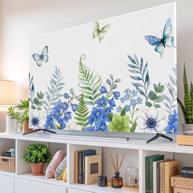 Spring Flower Leaf Butterfly Indoor TV Cover, Elastic TV Screen Protector - Image 6