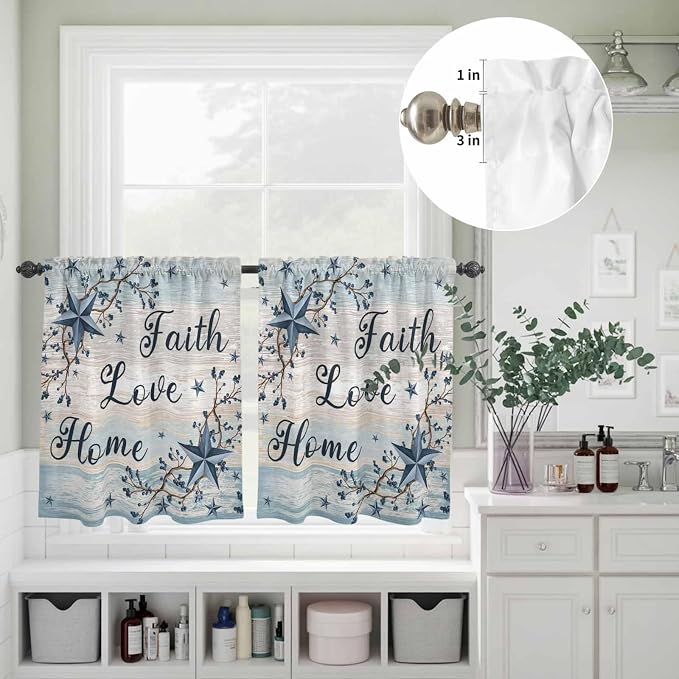 Vintage Farmhouse Kitchen Curtains Set 3 Piece - Image 5