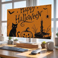 Halloween Black Cat Pumpkin Dead Trees Indoor TV Cover, Elastic TV Screen by Unknown