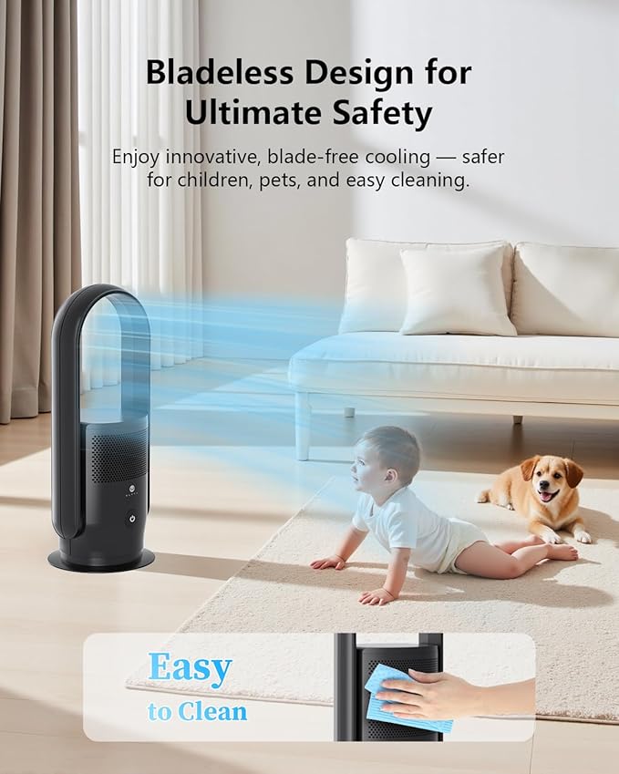 ULTTY Bladeless Tower Fan and Air Purifier Combo, Quiet Oscillating Fan - Image 3
