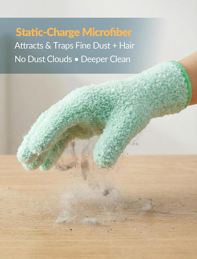 NiHome 4 Pairs Microfiber Cleaning Gloves, Dusting - Image 2