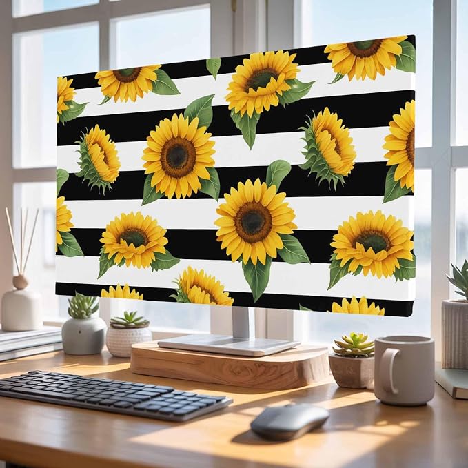 Retro Country Sunflower Art Indoor TV Cover, Elastic TV Screen Protector Black - Image 4