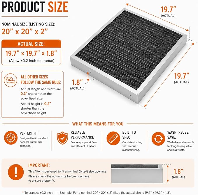 Washable Electrostatic Furnace Air Filter, Reusable HVAC AC Filter - Image 5
