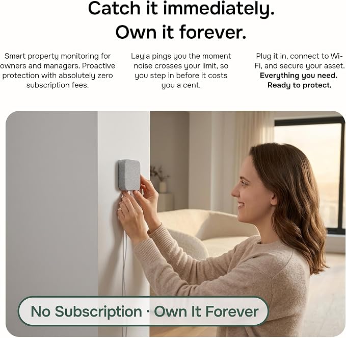 Layla Noise Monitor for Airbnb & Vacation Rentals | AI Occupancy & Noise Sensor - Image 2