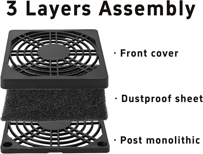 6PCS 80mm Black Square Plastic Cooling Fan Filter Cover Dust-Proof Mesh Screen - Image 3