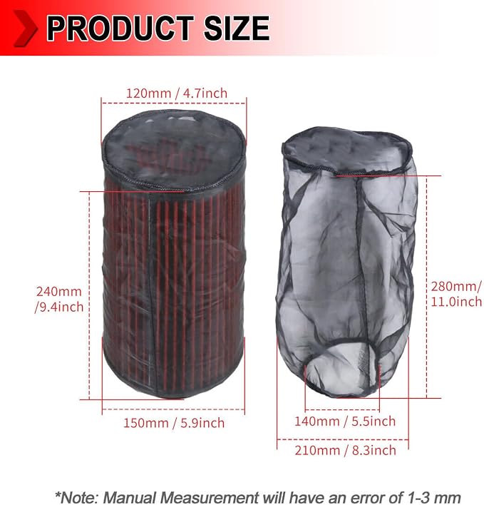Universal 9 Inch Air Filter Cover, Air Intake Filter Sock Cover, Motorcycle - Image 4