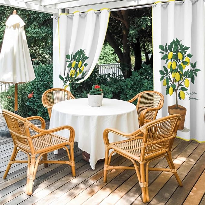 Lemons Outdoor Curtains for Patio Summer Fruit Lemon Tree Waterproof Outside - Image 4