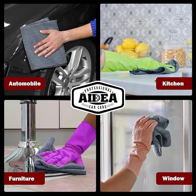 AIDEA Microfiber Cleaning Cloth Grey 150PK, Microfiber Towels - Image 5