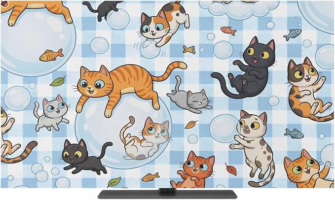 Cartoon Lovely Pets Fish Bubbles Indoor TV Cover, Elastic TV Screen Protector by Unknown
