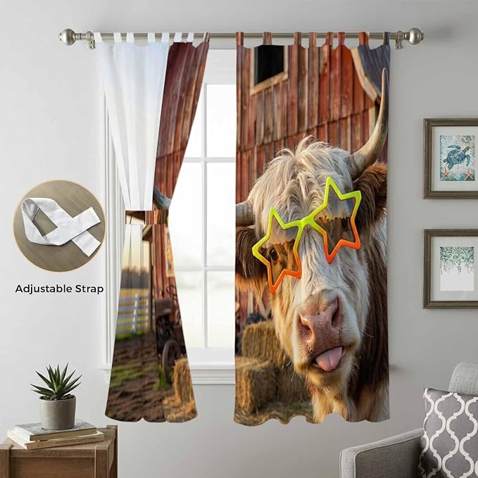 Farm Yaks Living Room Curtains 96 Inch Length, Window Curtains Tab Top - Image 5