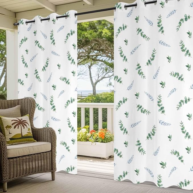 Leaf Outdoor Curtains for Patio Summer Jugal Leaves Pastoral Plant Waterproof - Image 5