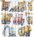 Kids Excavator Curtains, Retro Truck Tractor Machinery Construction Vehicle by SHElifestyle