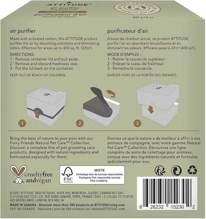 ATTITUDE Air Purifier with Activated Carbon Filter, Plant- and Mineral-Based - Image 3