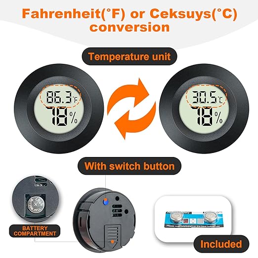 2 Pack Hygrometer Thermometer Mini Digital LCD Monitor Indoor/Outdoor Humidity - Image 3