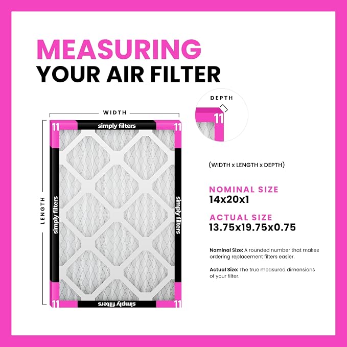 Simply 14x20x1 Air Filter, Merv 11, MPR 1000, 6 Pack, Furnace Air Filter - Image 2