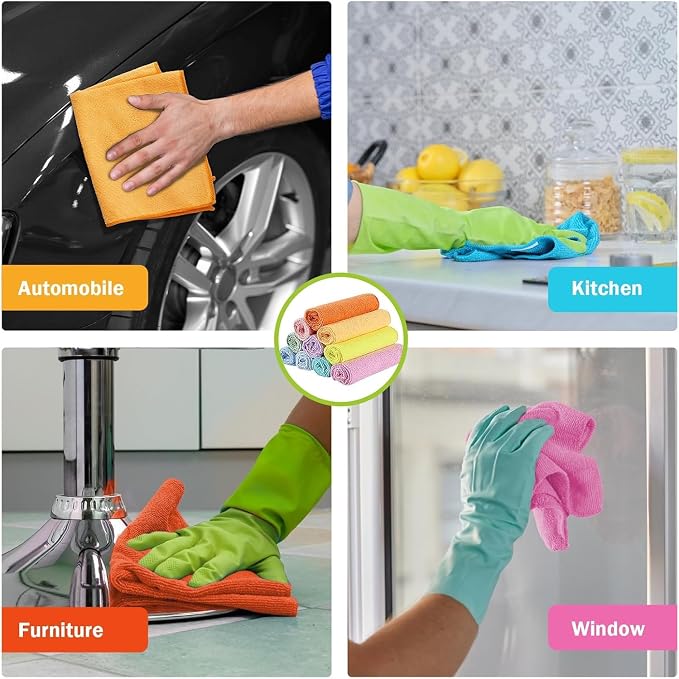 AIDEA Microfiber Cleaning Cloth, Lint-Free Vibrant Cleaning Rags, Microfiber - Image 5