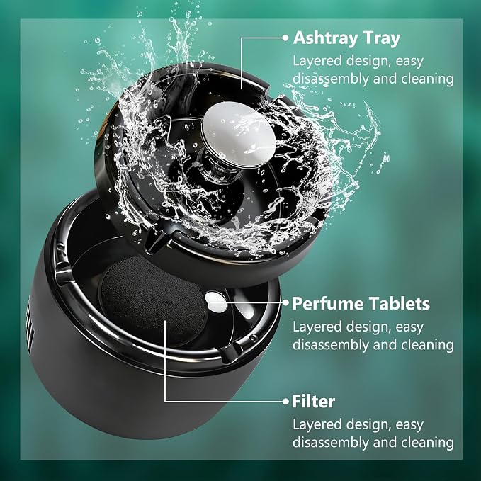 Smokeless Ashtray 2 in 1 Air Purifier Ashtray Smoke Removing Ash Tray Portable - Image 3