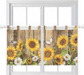 Farmhouse Sunflowers Kitchen Curtains 24 Inch Length, Small Window Curtains Tab by Unknown