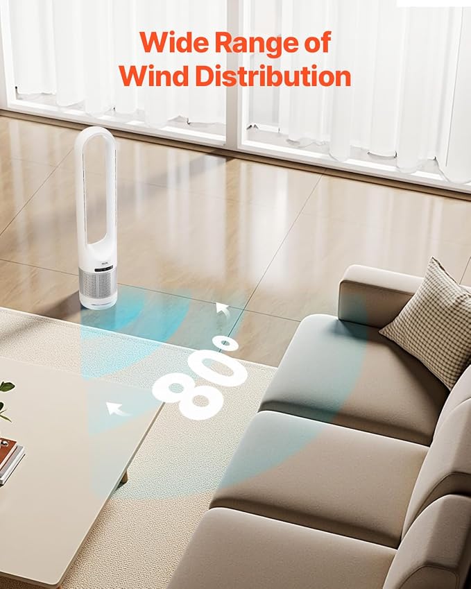 VEVOR Tower Fan Bladeless, 15.4ft/s Velocity Floor Fan - Image 5