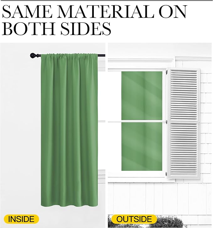 NICETOWN RV Bunk Curtains, Froest Green, 2 Panels, W42 x L30 -Inch, Kitchen Window Curtains Over Sink, Thermal Insulated Rod Pocket Blackout Blinds & Drapes for Small Windows