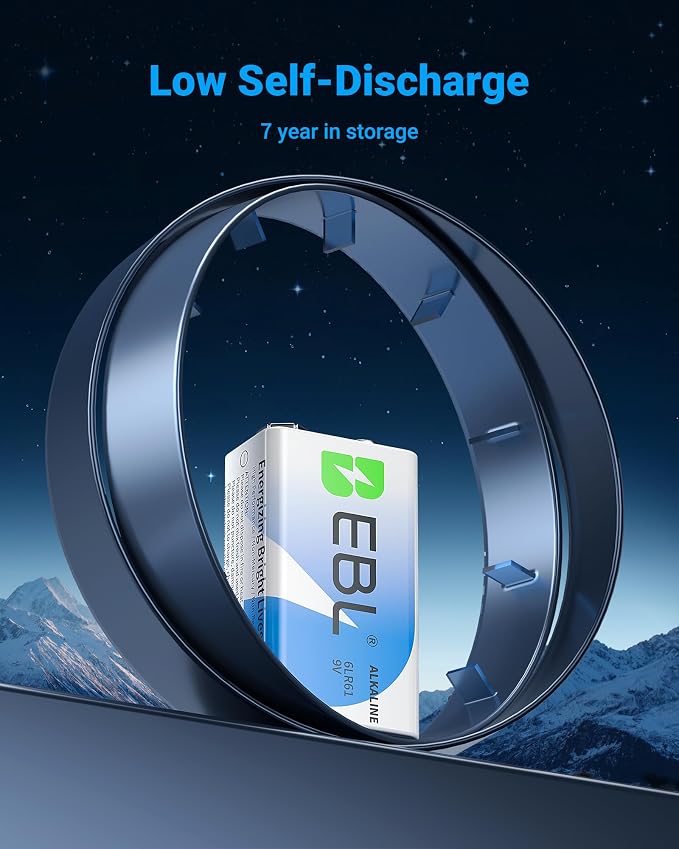 EBL 9V Batteries 2-Pack, Reliable Long Lasting Alkaline 9V Battery - Image 5