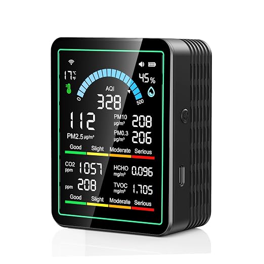 Air Quality Monitor Indoor, 10 in 1 Portable Smart Air Quality Tester by zemeollo