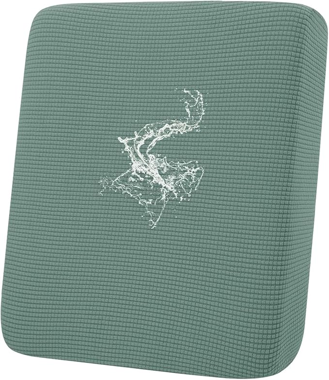 hyha Waterproof Couch Cushion Covers for Pets, Non Slip Sofa Seat Cover for Dogs Washable, Soft Thick Stretch Jacquard Fabric, Sofa Slipcovers with Elastic Bottom (1 Piece for Backrest L, Green)