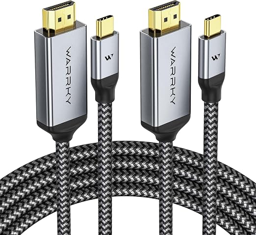 Warrky 4K 60Hz USB C to HDMI Cable 6ft 2Pack Aluminum Type-C to HDMI 2.0 Cord by WARRKY
