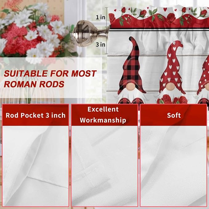 I Love U Valance Curtains for Kitchen, Valentine's Day Dwarf Romantic Wood - Image 9
