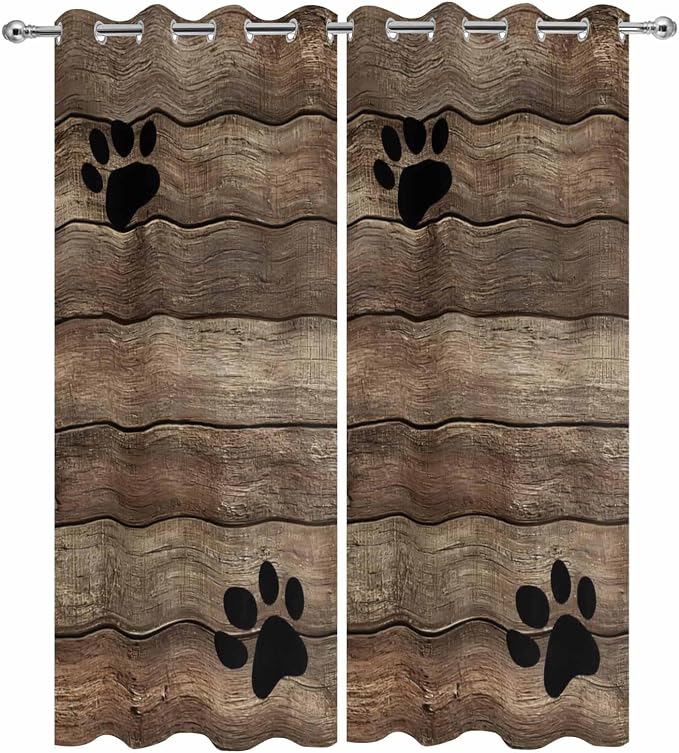Wood Grain Outdoor Curtains for Patio Claws Animals Wooden Brown Vintage - Image 9