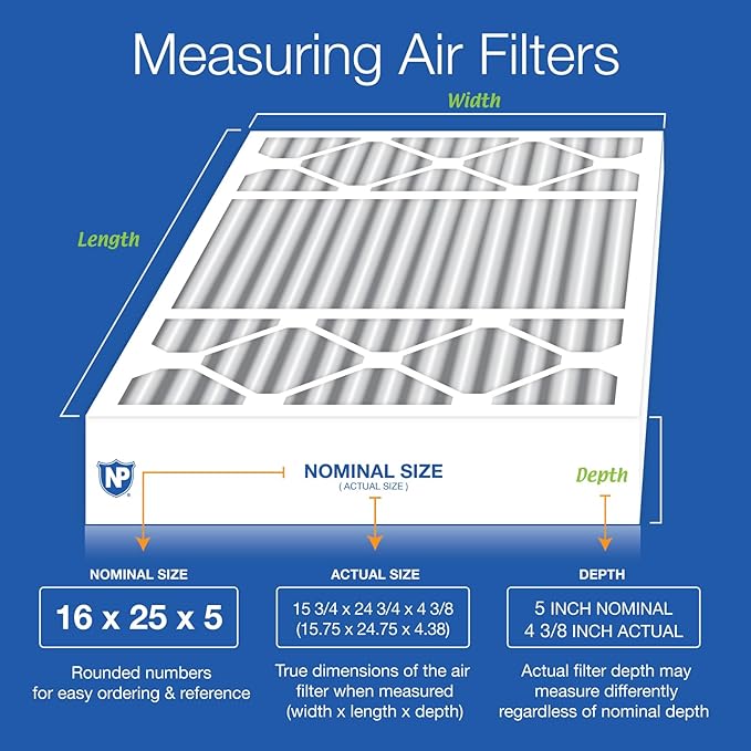 Nordic Pure 16x25x5 Pleated MERV 15 Plus Carbon Air Filters 4 Pack | Actual - Image 2