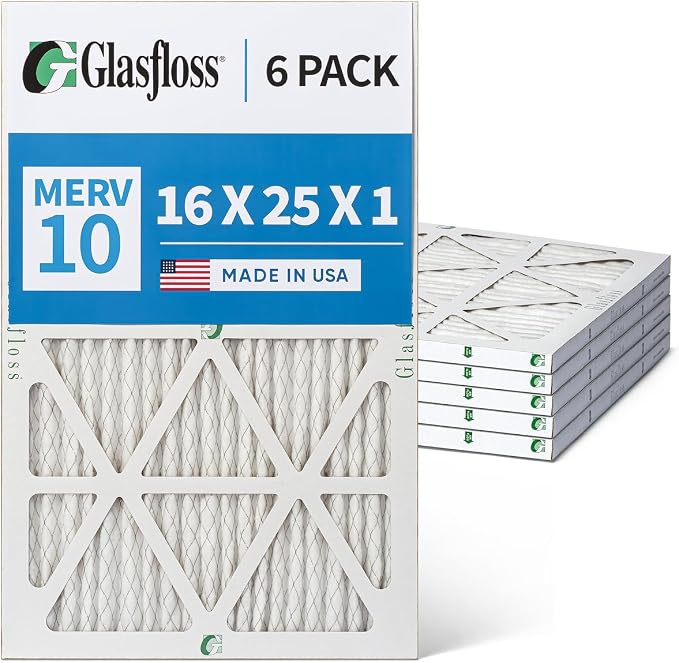 Glasfloss 16x25x1 MERV 10 Pleated Air Filters By Glasfloss. Box of 6. Actual - Image 6