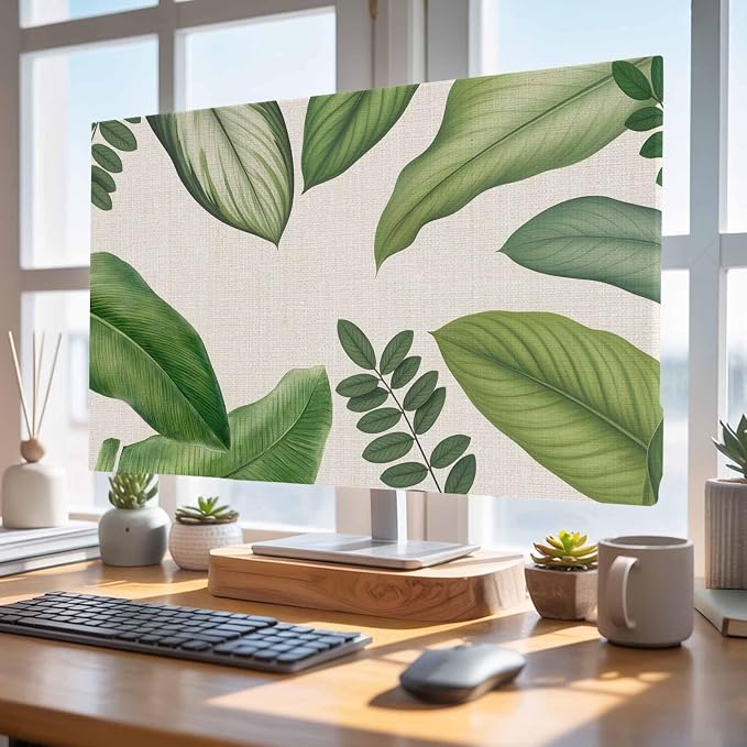 Rustic Green Leaves Indoor TV Cover, Elastic TV Screen Protector Tropical Plant - Image 4