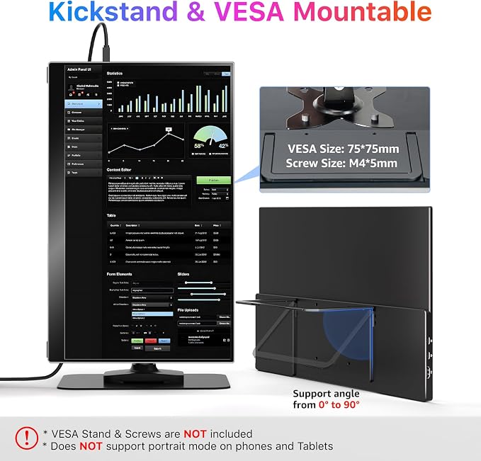kksmart Portable Monitor for Laptop MacBook Surface PC Xbox PS5, Travel Monitor - Image 7