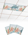 3 Pack Teal Blue Sea Turtle Fluorescent Light Covers Coastal Ocean Coral by Unknown