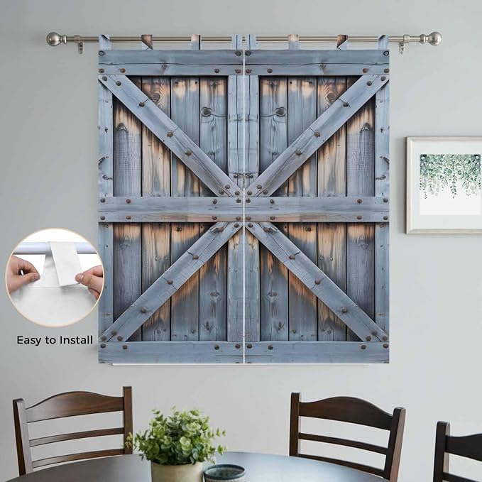 Farmhouse Wood Grain Bedroom Curtains 72 Inch Length, Window Curtains Tab Top - Image 4